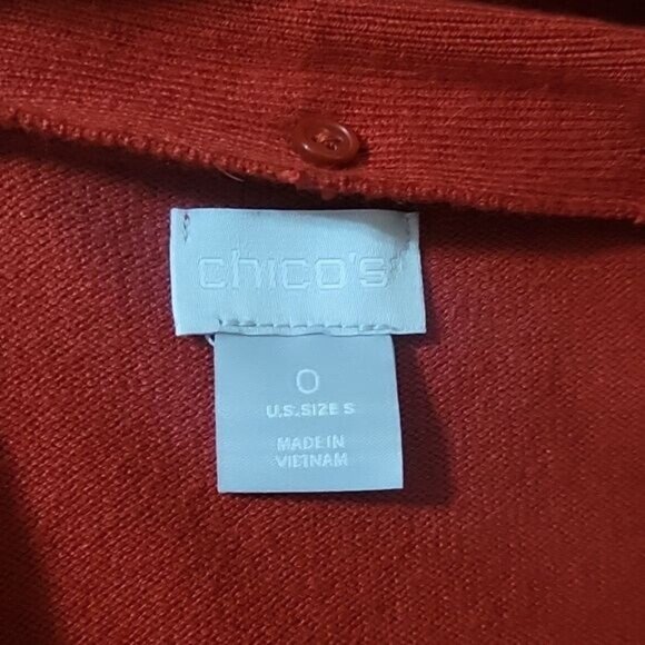 Chicos Red Tie-Neck Long-Sleeve Knit Sweater Top Size S - Picture 4 of 6